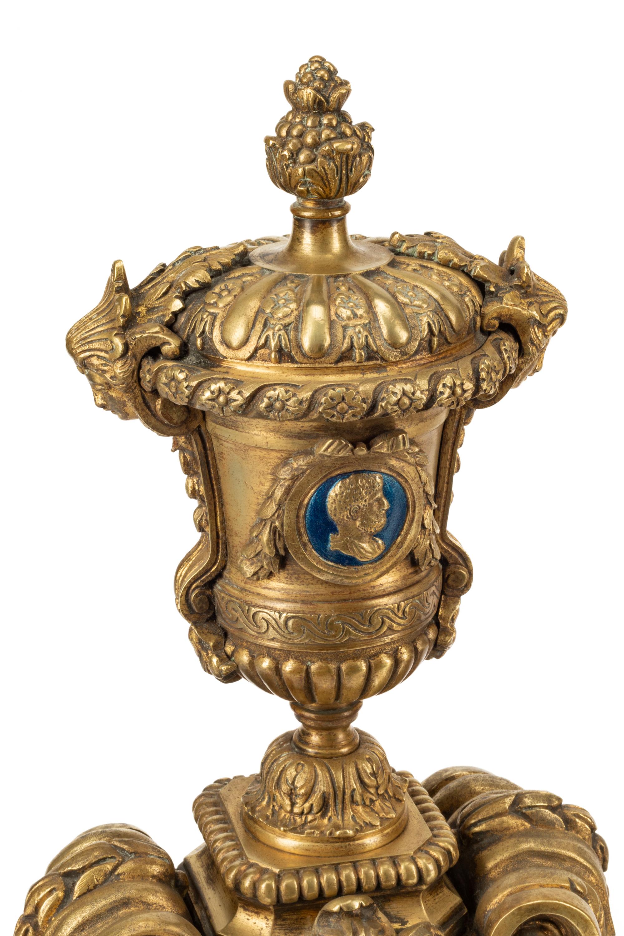 A Pair of French Gilt Bronze Chenets