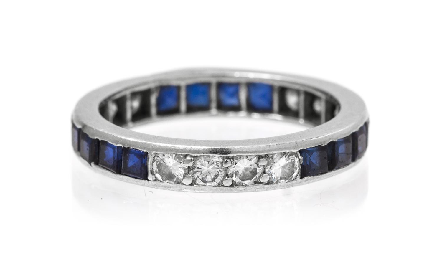 A Platinum, Diamond and Sapphire Eternity Band, Oscar Heyman Brothers, 1.80 dwts.