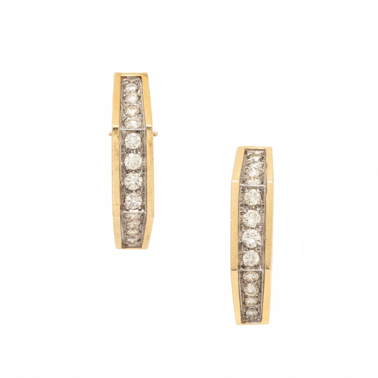 Diamond and Yellow Gold Hoop Earrings