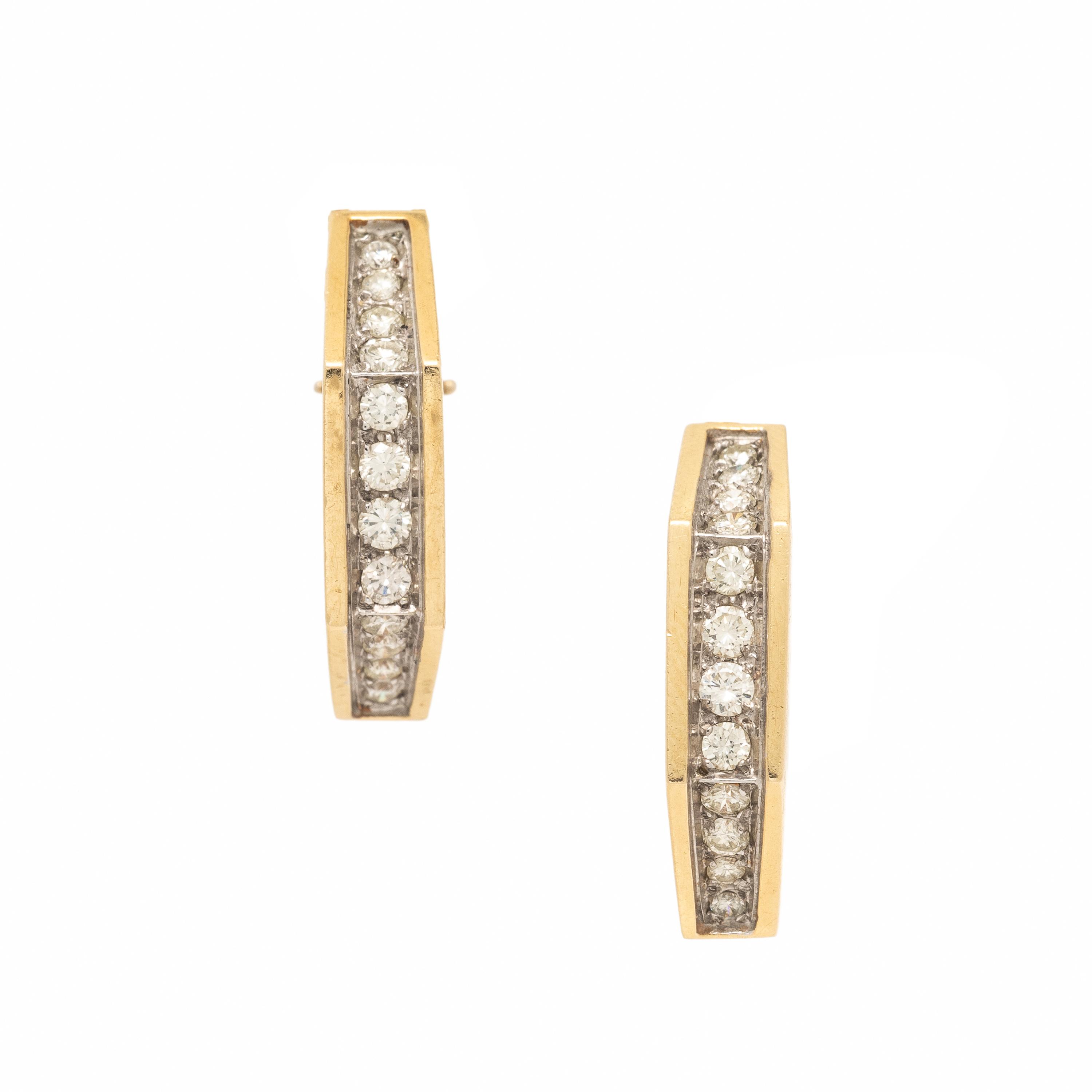 Diamond and Yellow Gold Hoop Earrings