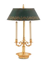 A French Tôle and Gilt Metal Bouillotte Lamp