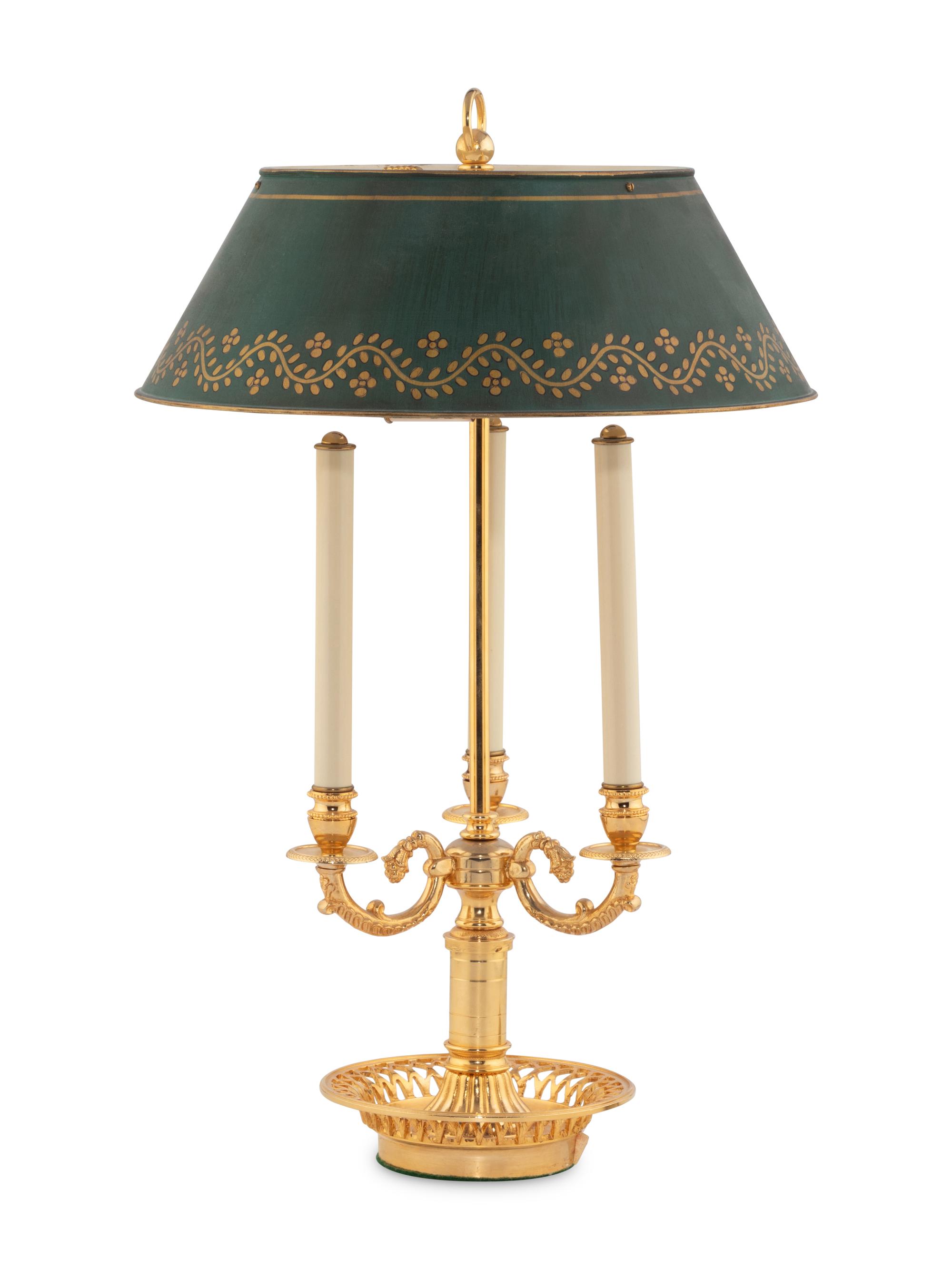 A French Tôle and Gilt Metal Bouillotte Lamp