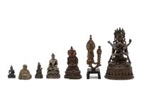 Seven Asian Bronze Figures of Buddha and Bodhisattvas