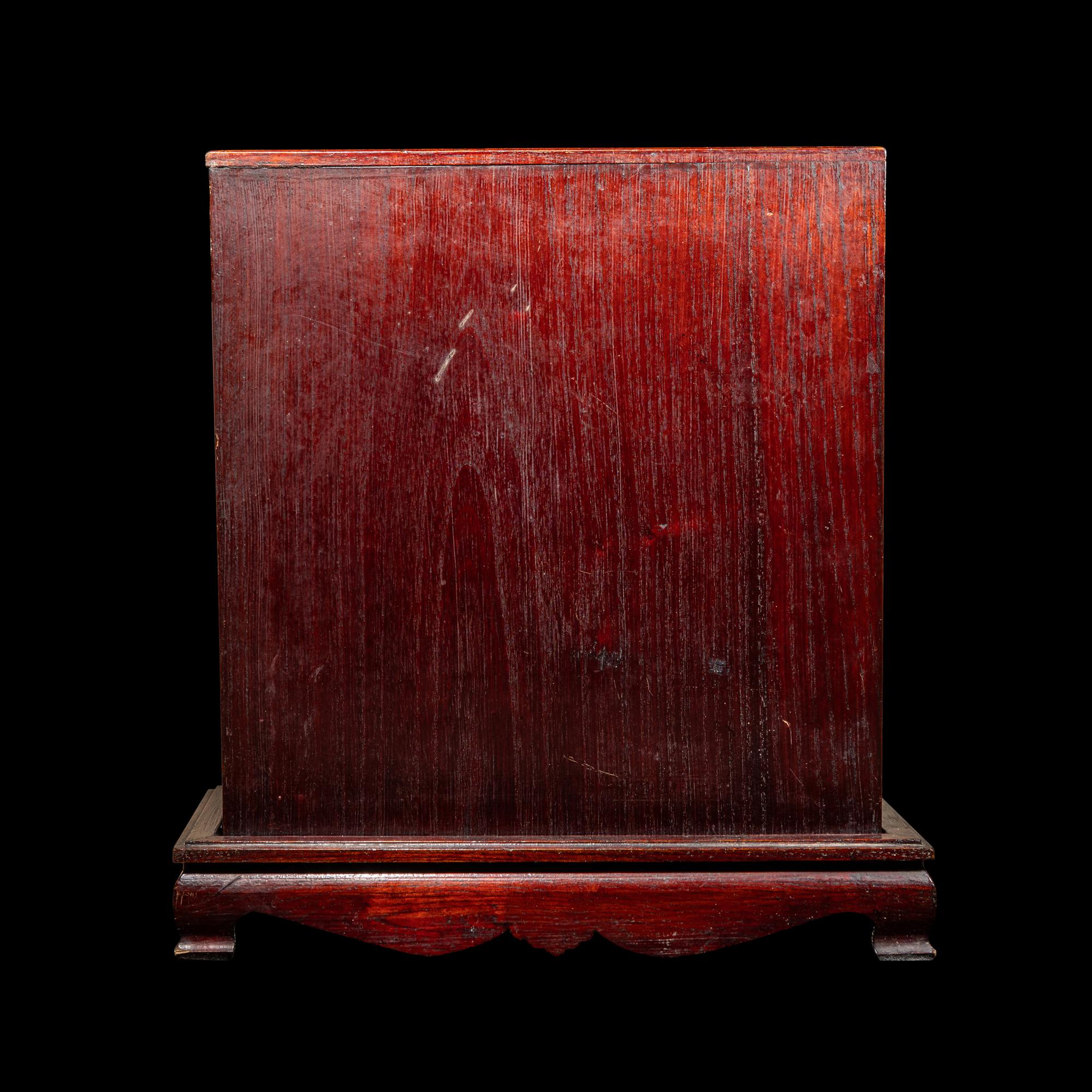 A Chinese Carved Gilt and Red Lacquered Wood Shrine