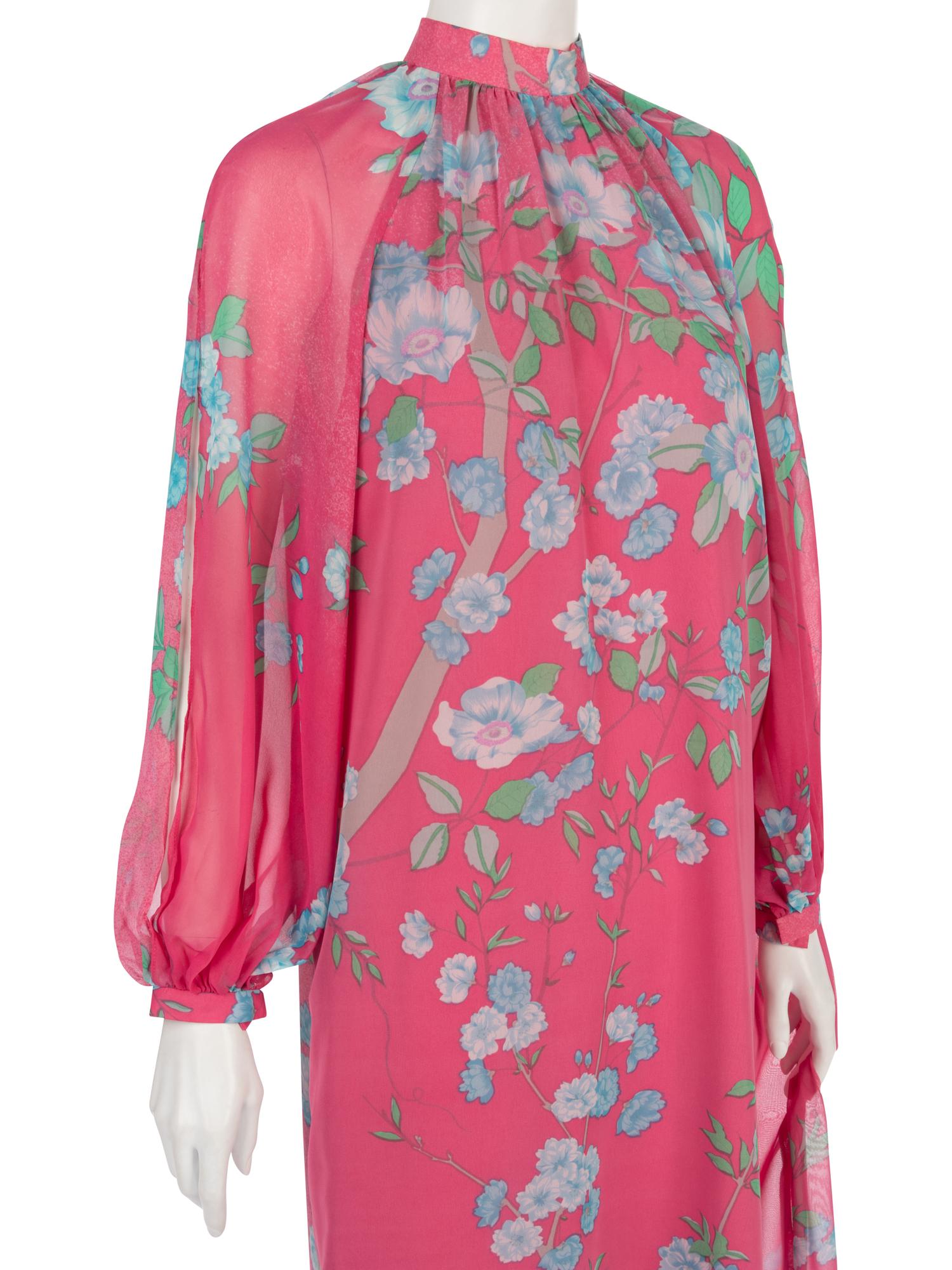 Hanae Mori Floral Print Dress, 1970-80s