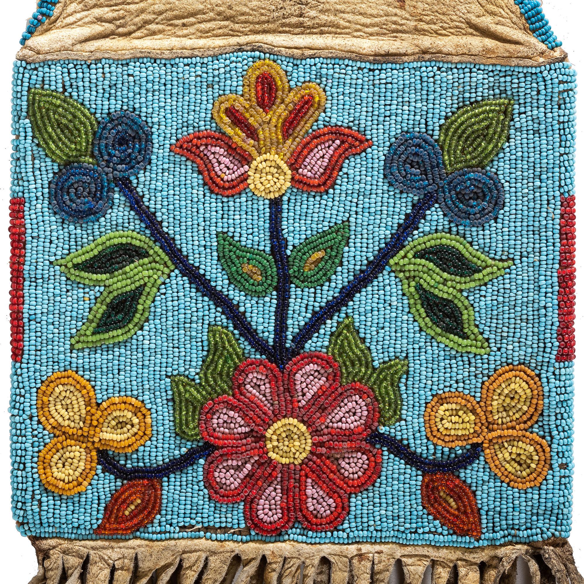 Cree Beaded Hide Tobacco Bag