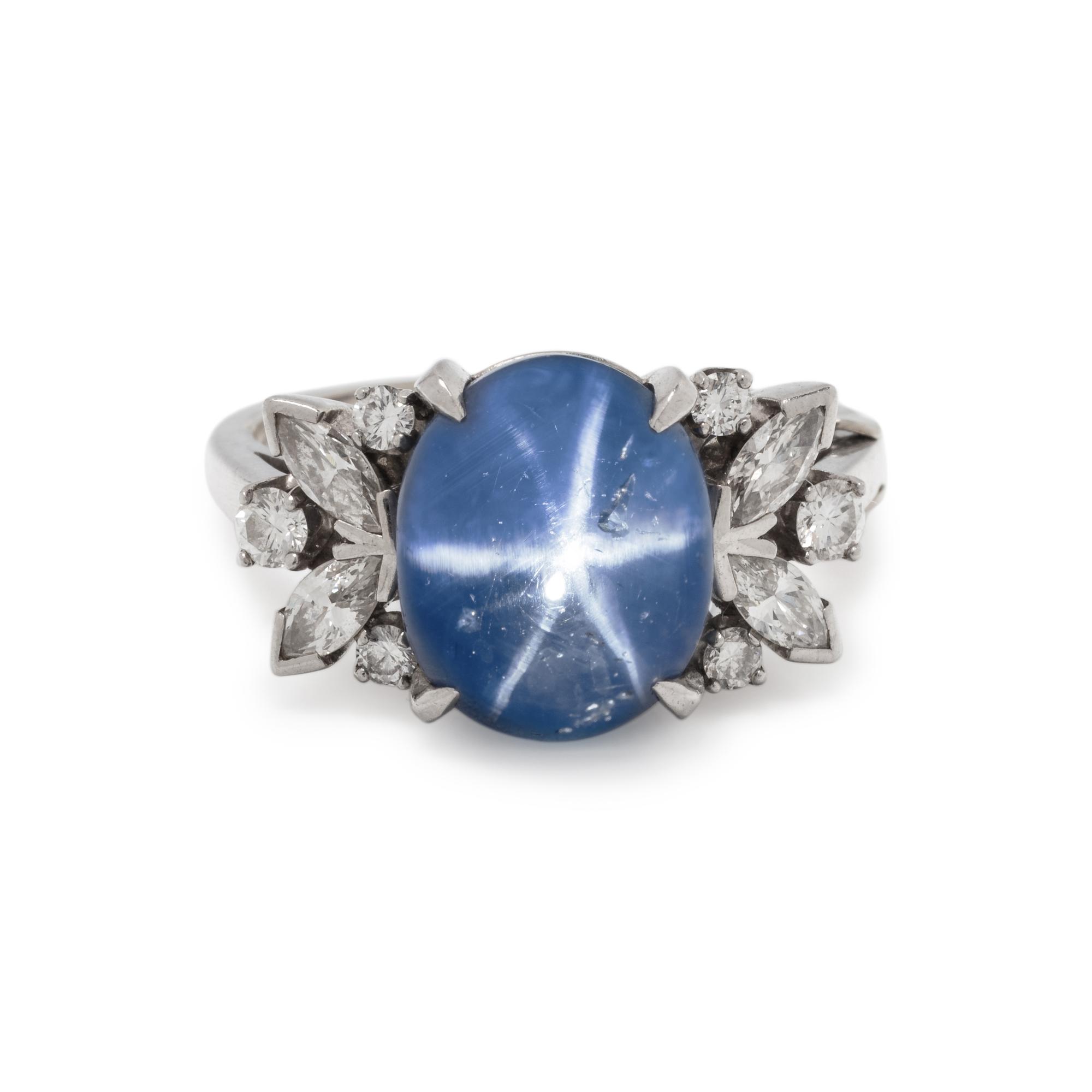 STAR SAPPHIRE AND DIAMOND RING