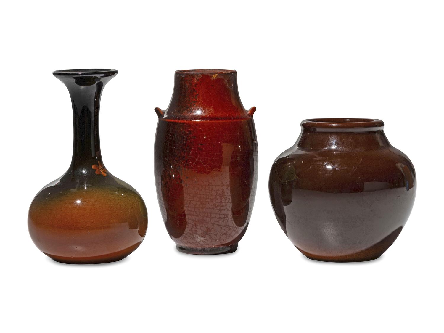 Three Diminutive Artist Decorated Rookwood Pottery Vases