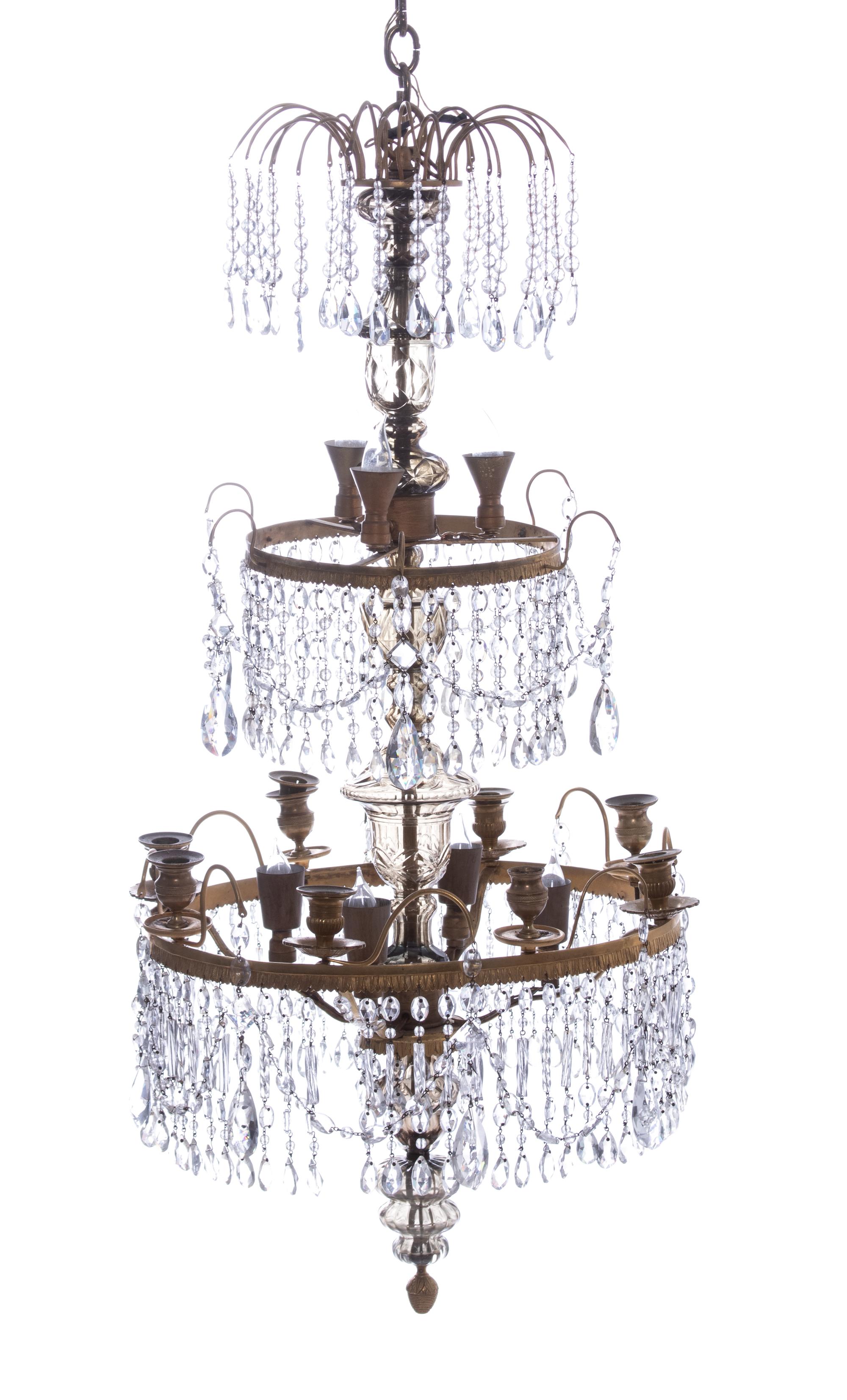A Baltic Neoclassical Style Chandelier Height 38 x diameter 18 inches. — 20TH CENTURY