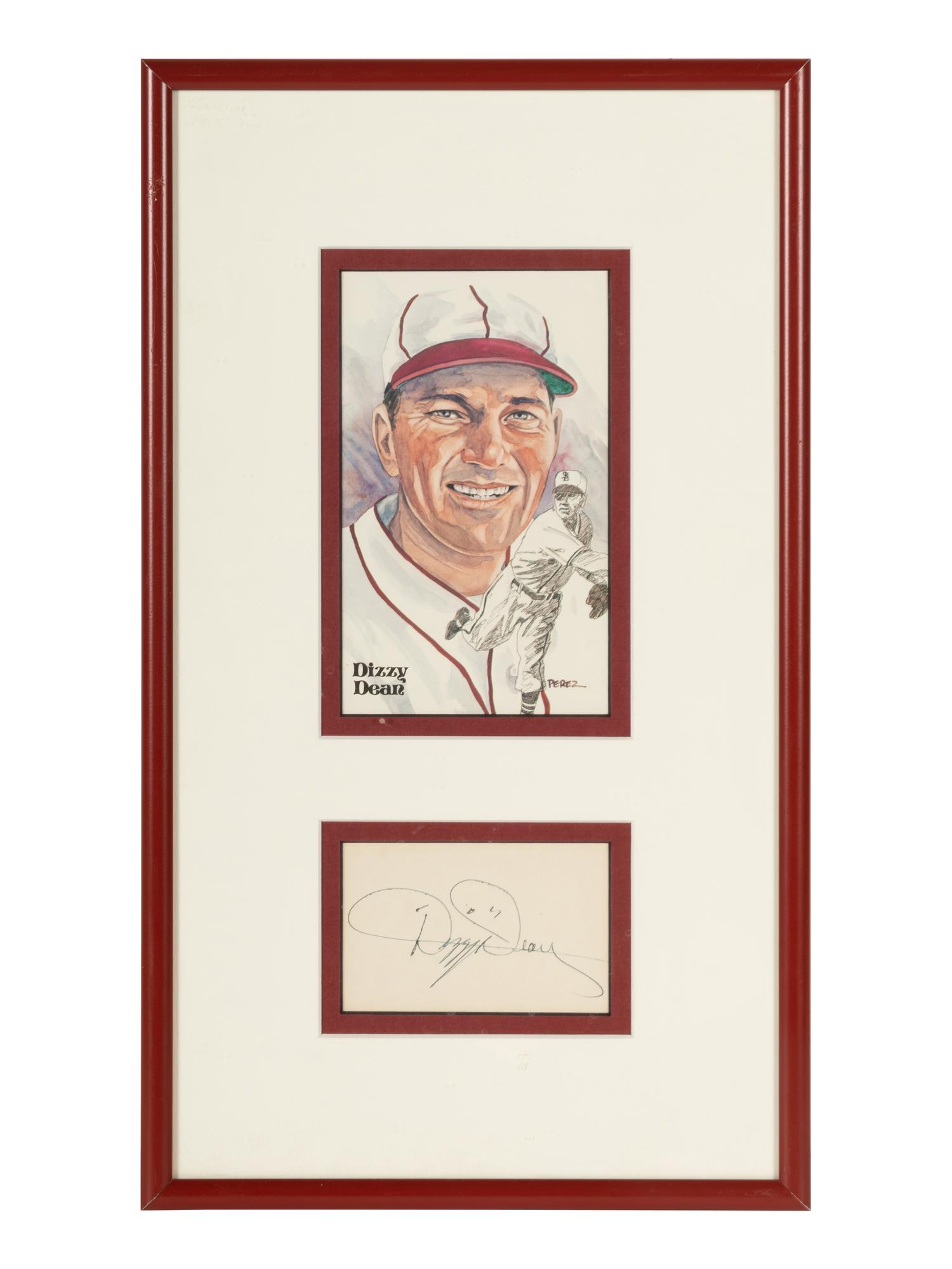 A Dizzy Dean Signed Autograph Display (Beckett Authentication Services Letter),