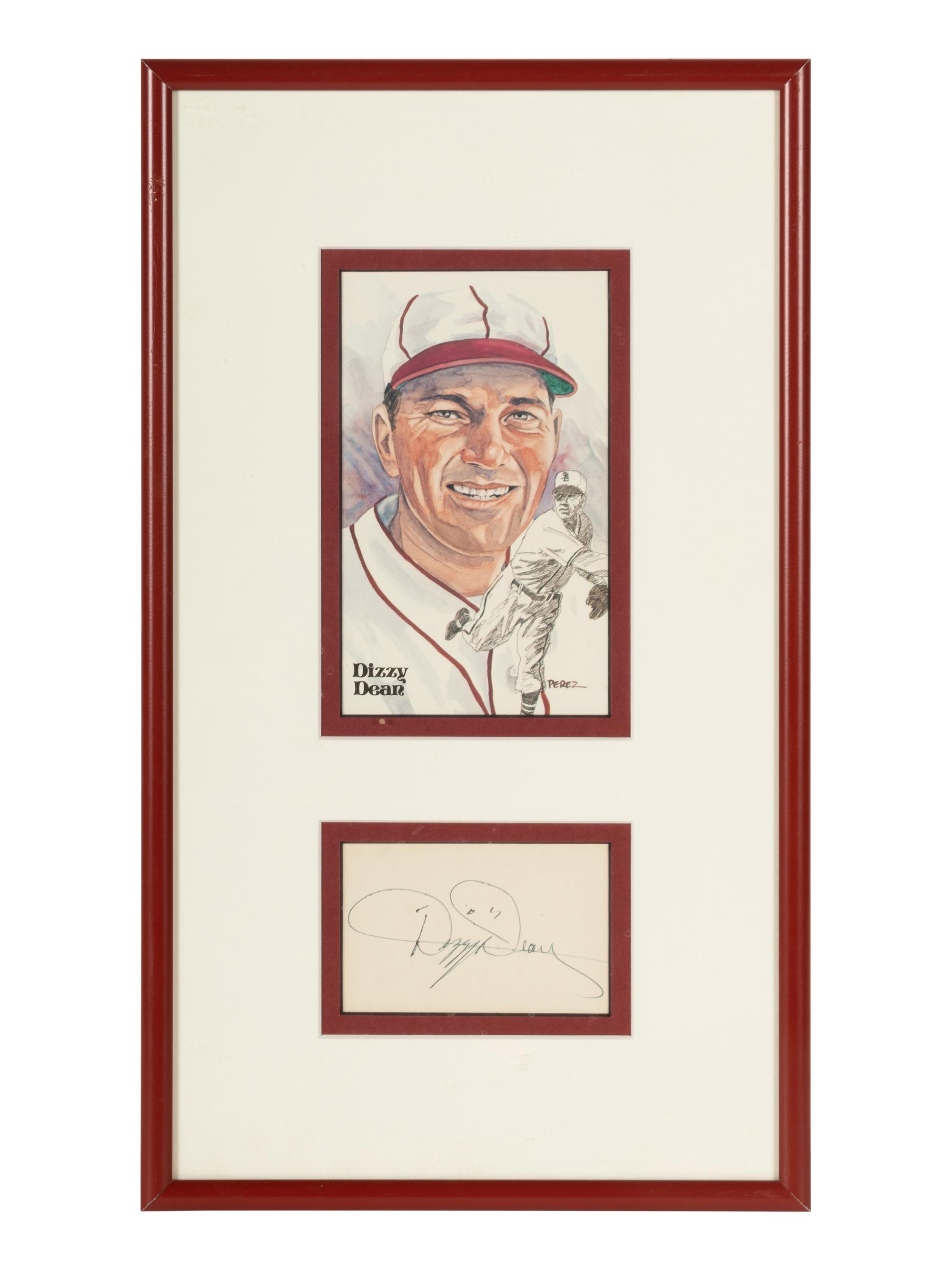 A Dizzy Dean Signed Autograph Display (Beckett Authentication Services Letter),