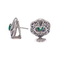 EMERALD, DIAMOND AND SAPPHIRE EARCLIPS