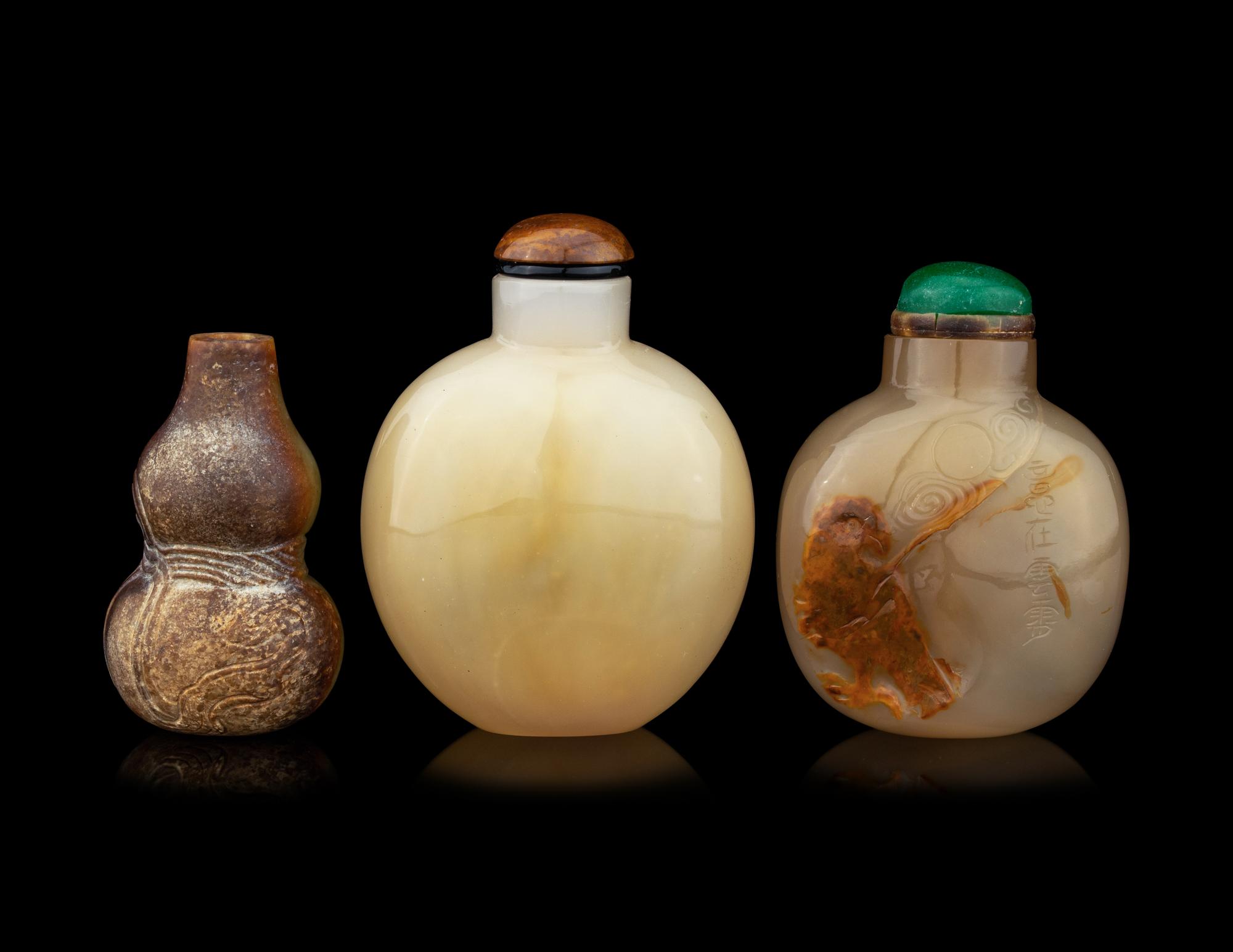 Three Chinese Precious Stone Snuff Bottles