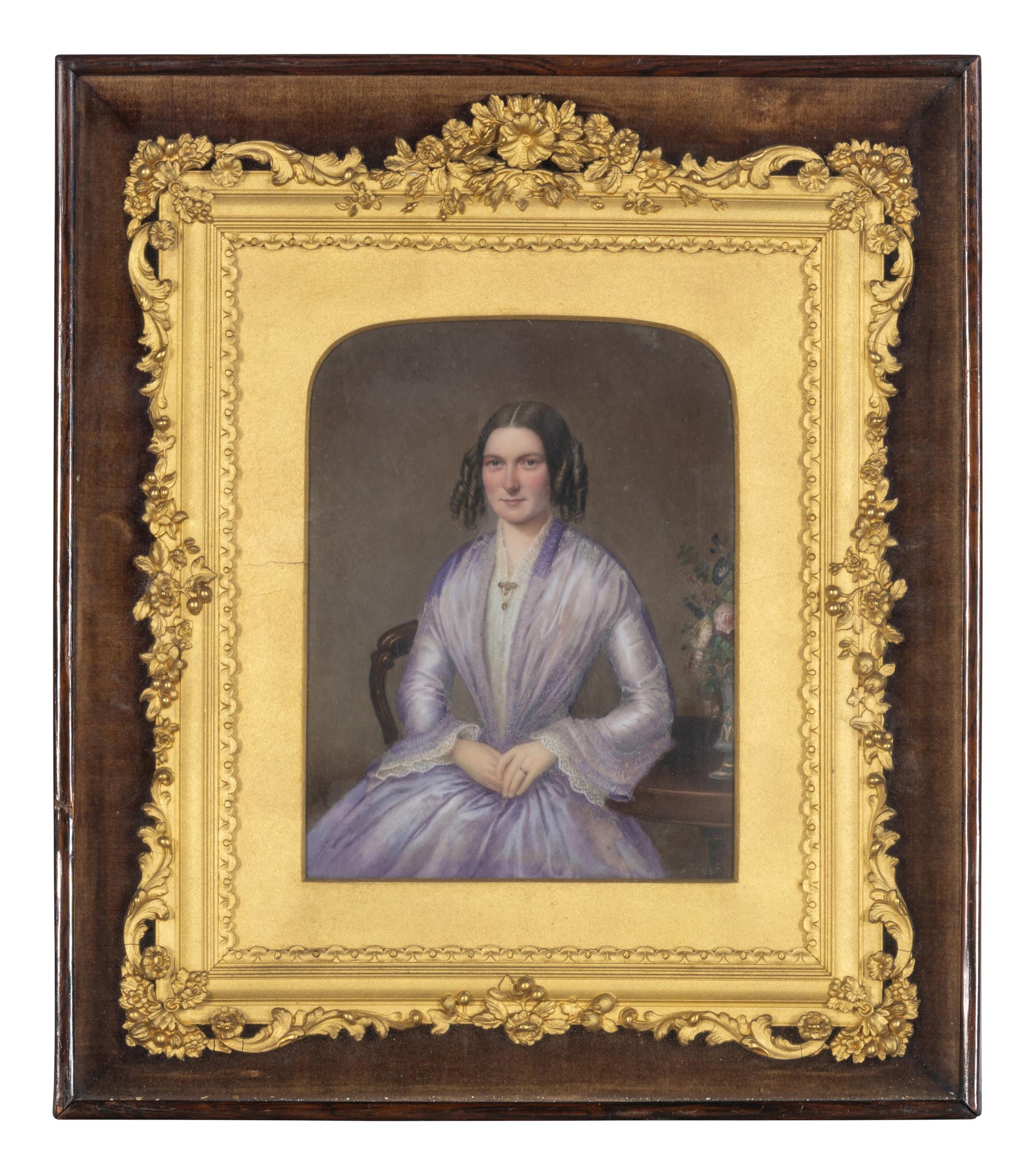 Two English Painted Porcelain Portrait Plaques of a Gentleman and Lady