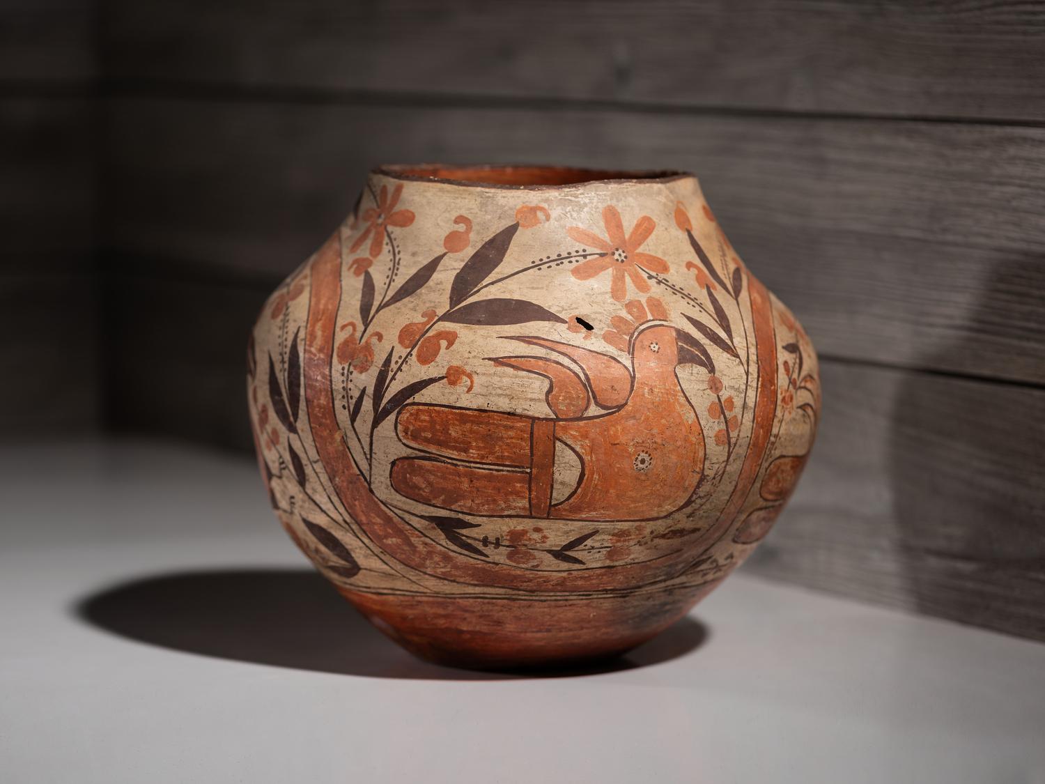 Acoma / Laguna Polychrome Parrot Pottery Jar