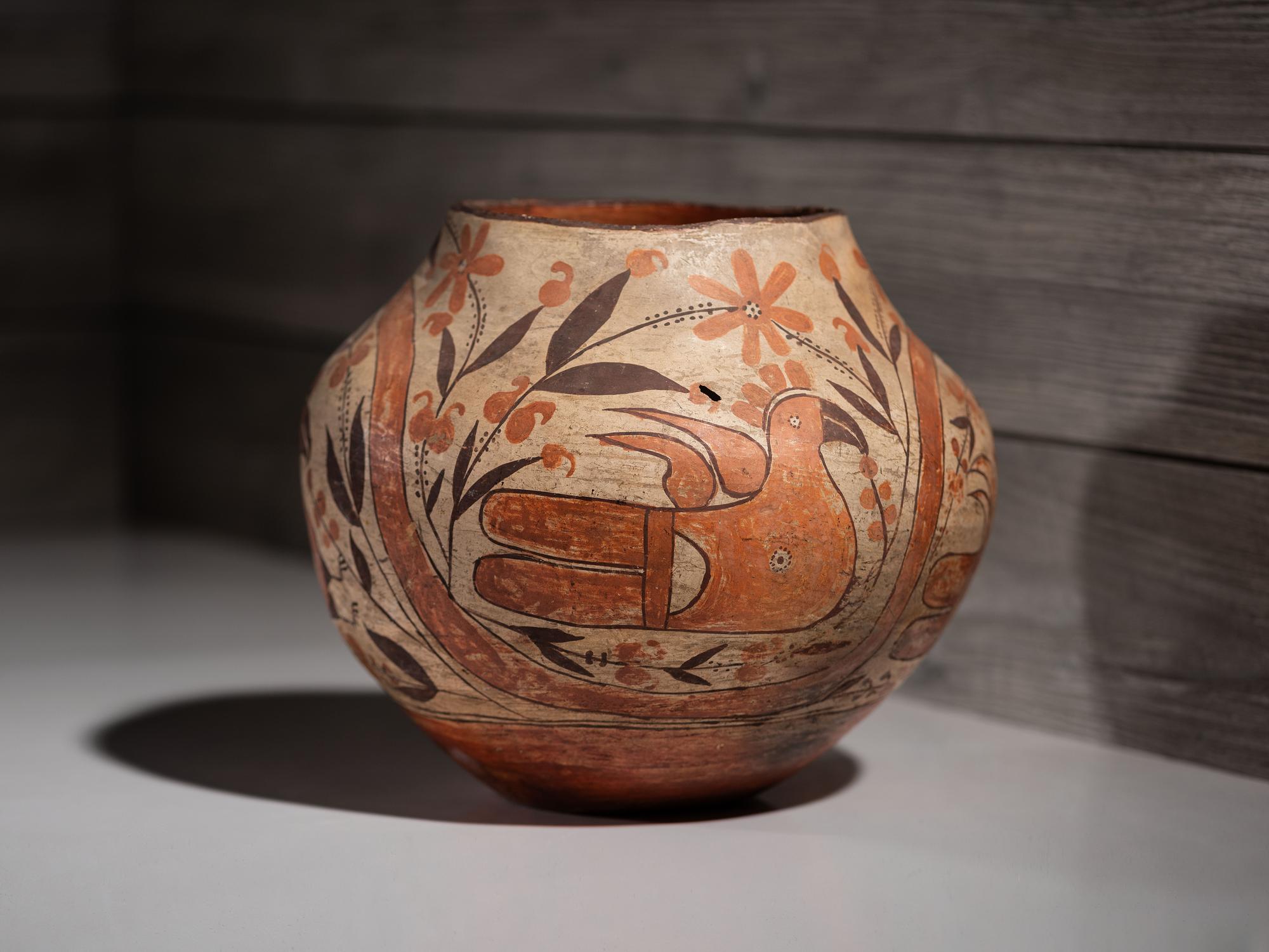 Acoma / Laguna Polychrome Parrot Pottery Jar