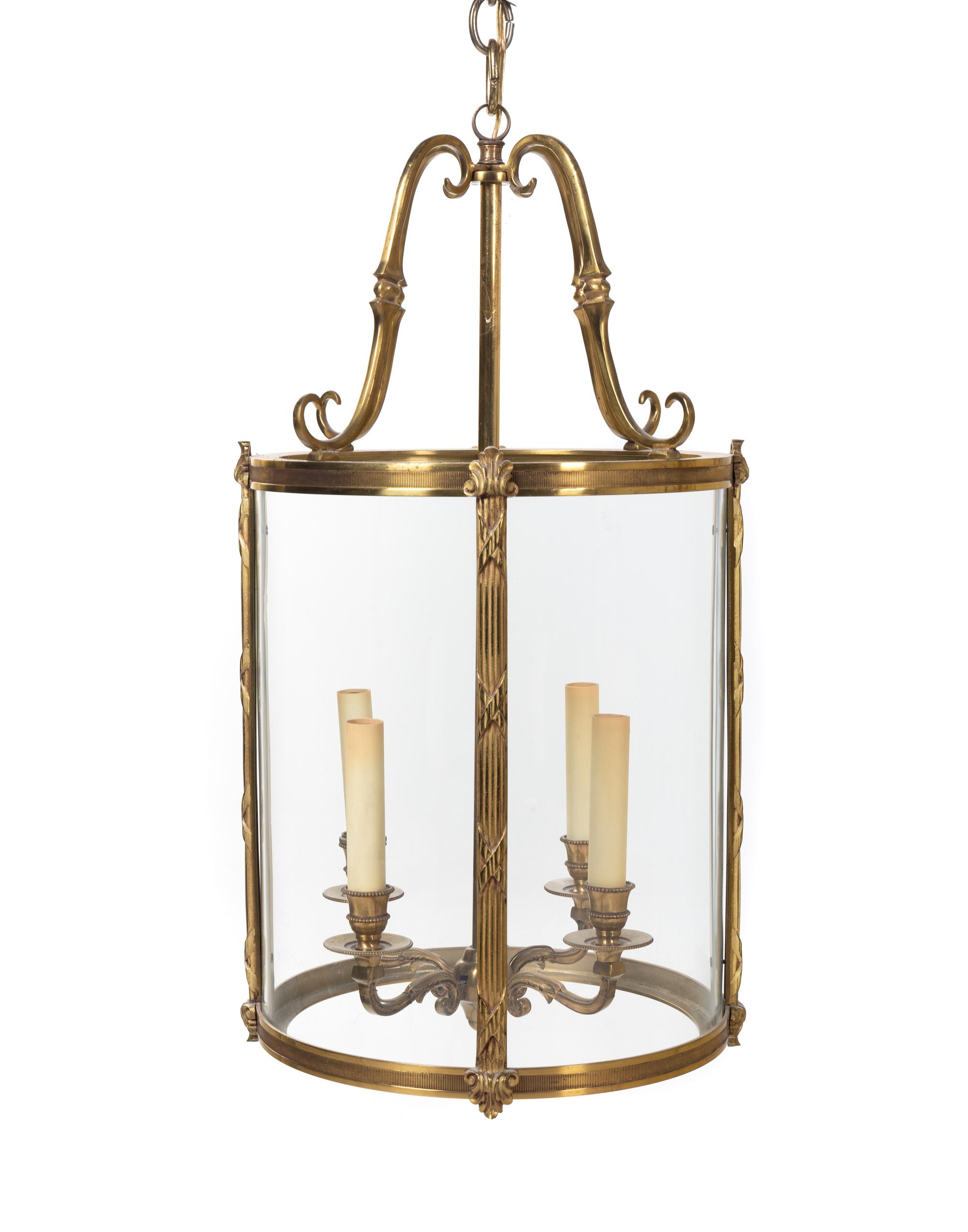 A Pair of Empire Style Brass Hall Lanterns