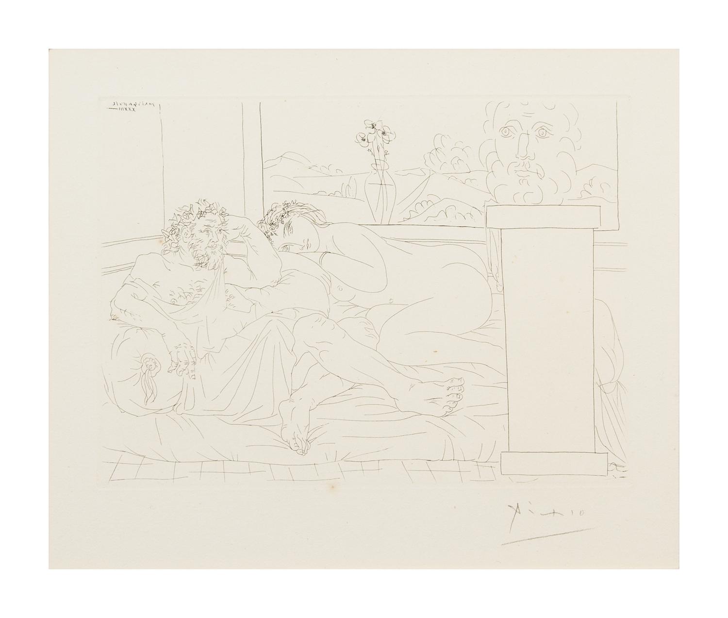 Pablo Picasso, (Spanish, 1881-1973), Le repos du sculpteur IV (plate 65 from La Suite Vollard), 1933
