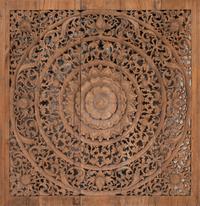 A Southeast Asian Carved Teakwood Mandala Panel
