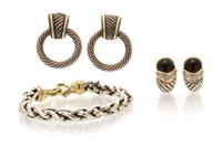 A Collection of Sterling Silver, Yellow Gold, Onyx and Diamond Jewelry, David Yurman, 54.20 dwts.