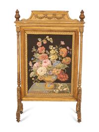 A Louis XVI Style Giltwood Fire Screen with Needlework Panel