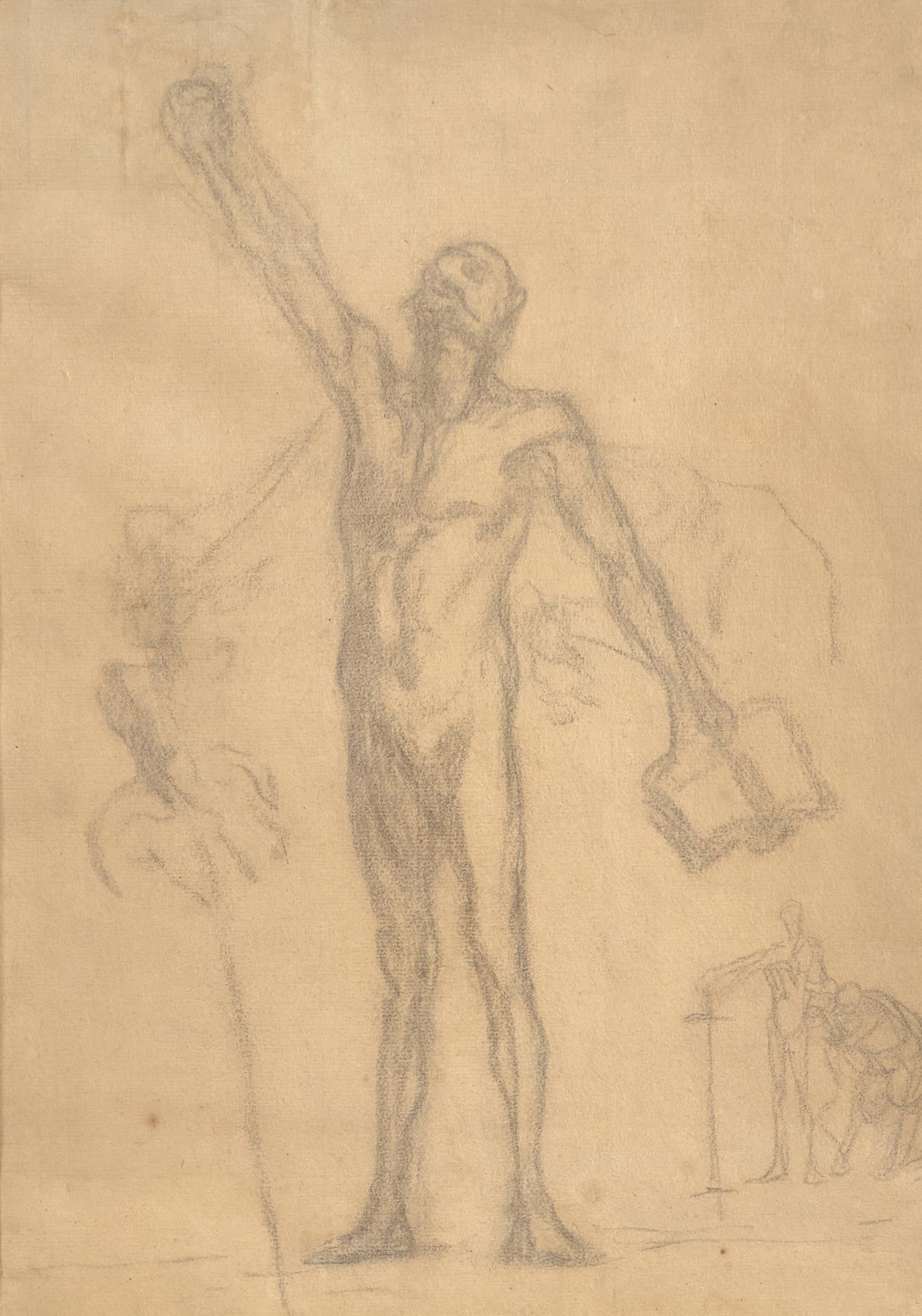Homme Assis dans un Fauteuil; with Don Quixote Nu, Debout (A Double-Sided Work)