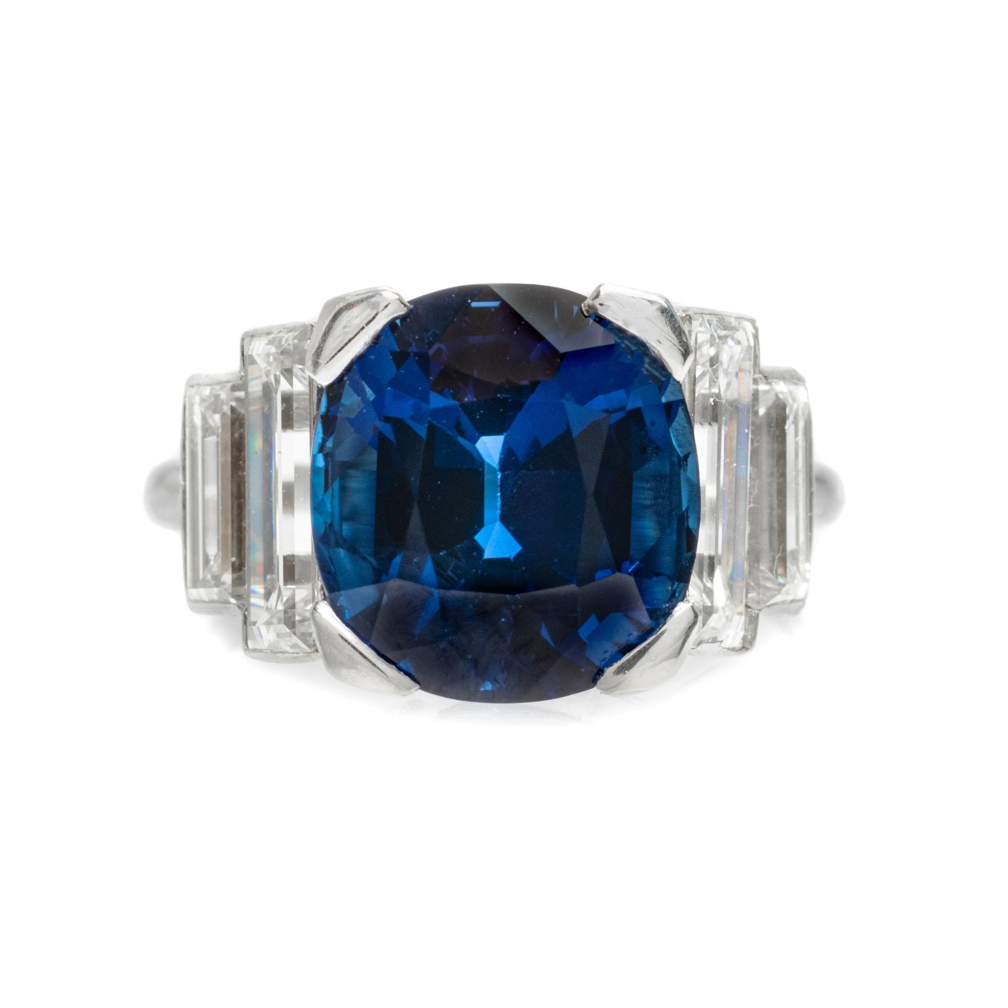 CARTIER, FRANCE, SAPPHIRE AND DIAMOND RING