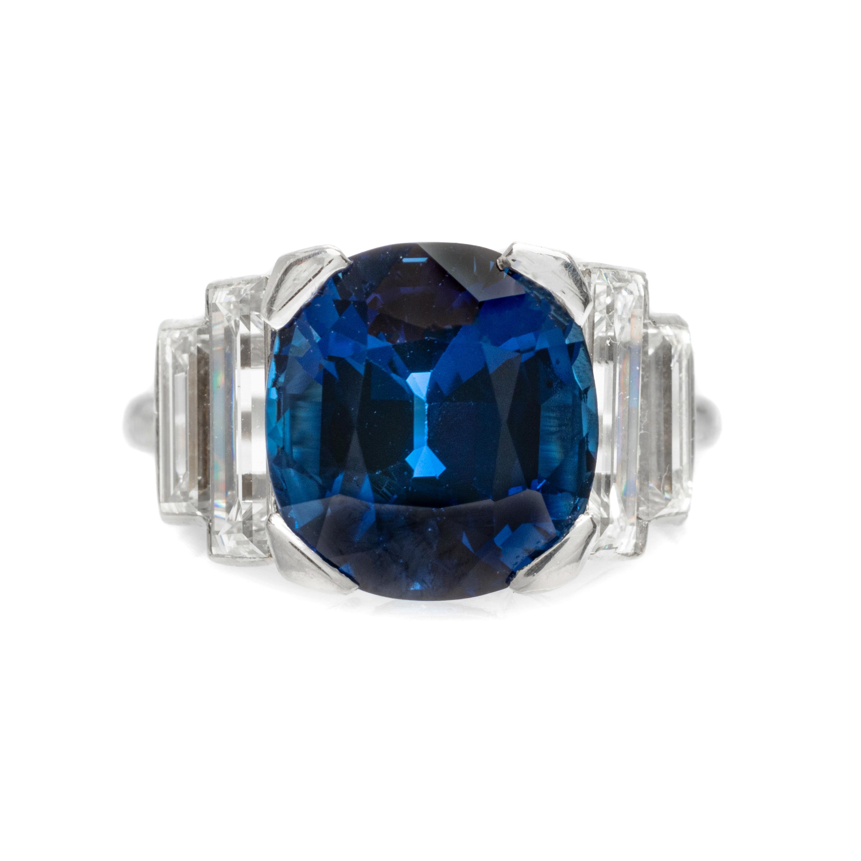 CARTIER, FRANCE, SAPPHIRE AND DIAMOND RING