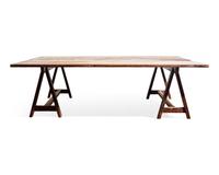 A Large Walnut Sawbuck Table
