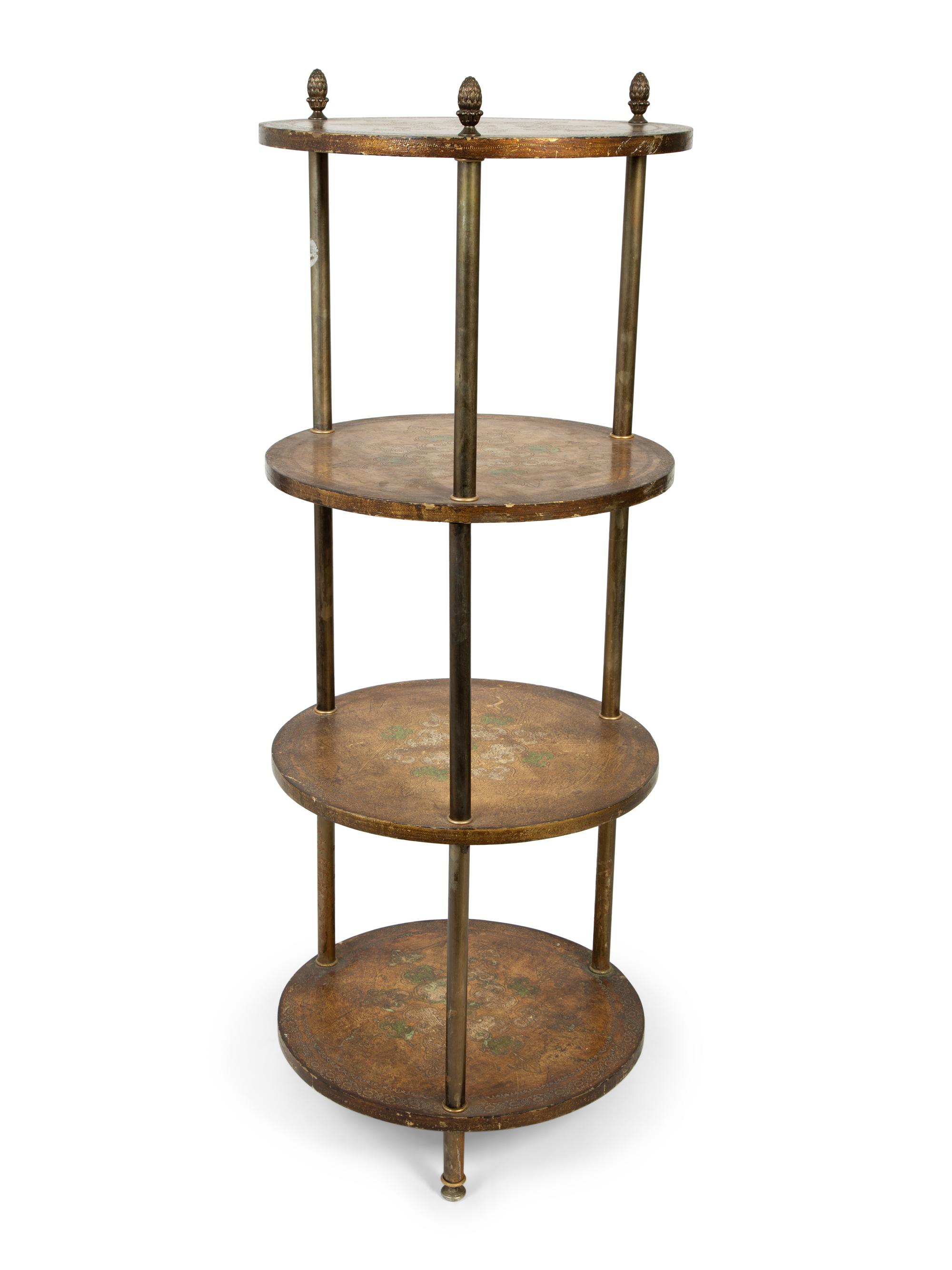 A Florentine Style Gilt Lacquer Round Four-Tier Etagere — CIRCA 1920