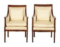 A Pair of Directoire Style Fruitwood Bergères
