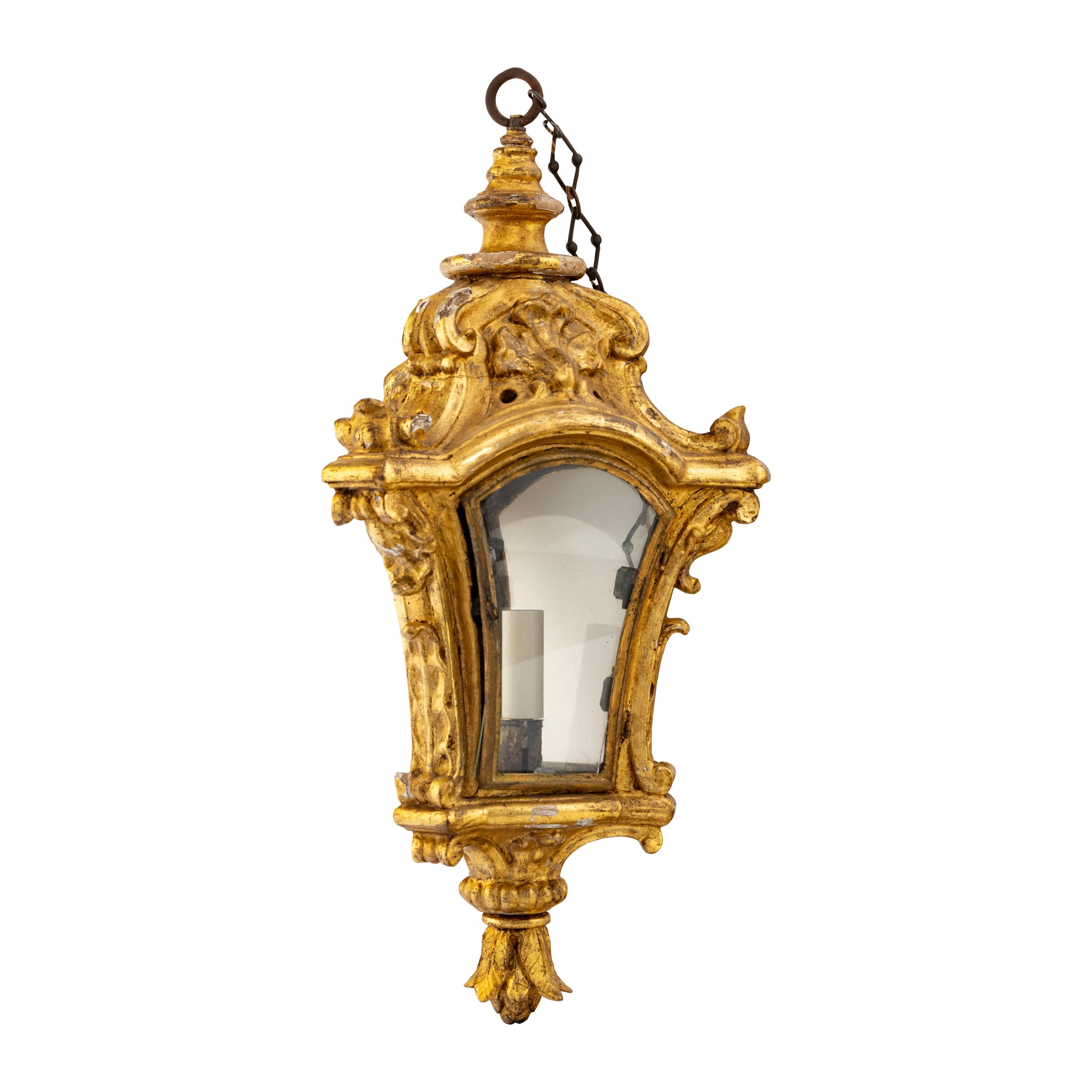 A Louis XV Carved Giltwood Lantern