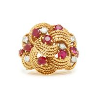 YELLOW GOLD, RUBY AND DIAMOND SET