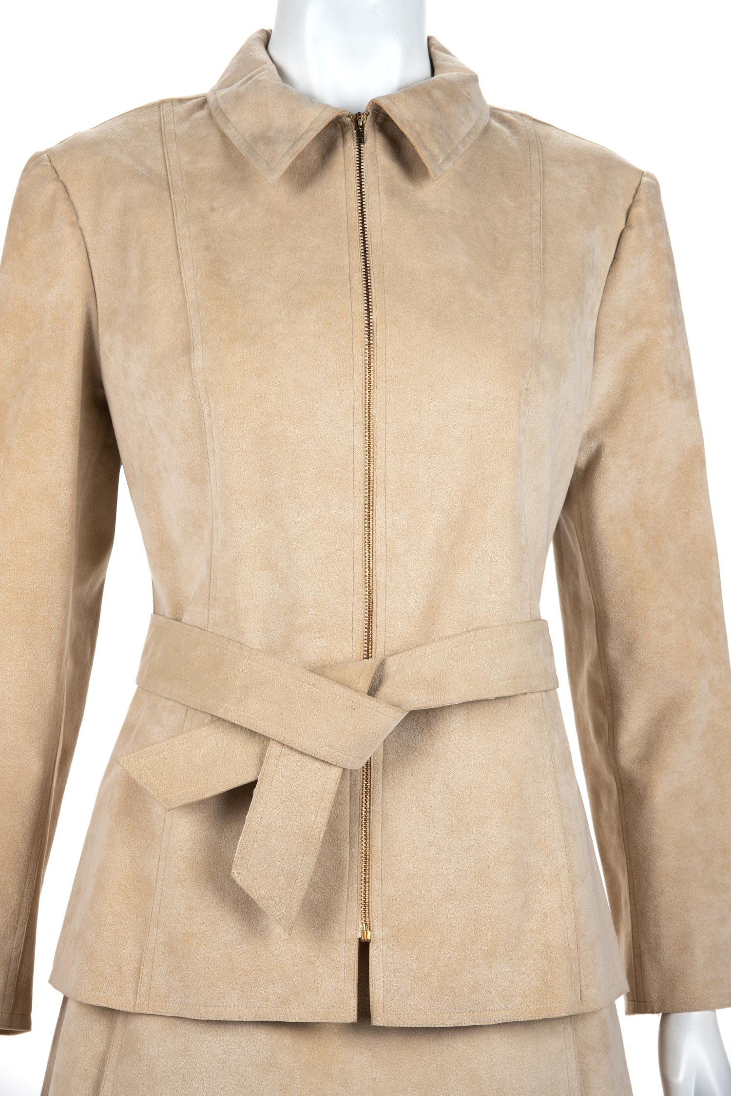 Three Halston Ultrasuede Items: One Two-Piece Skirt Ensemble, One Jacket, 1970s