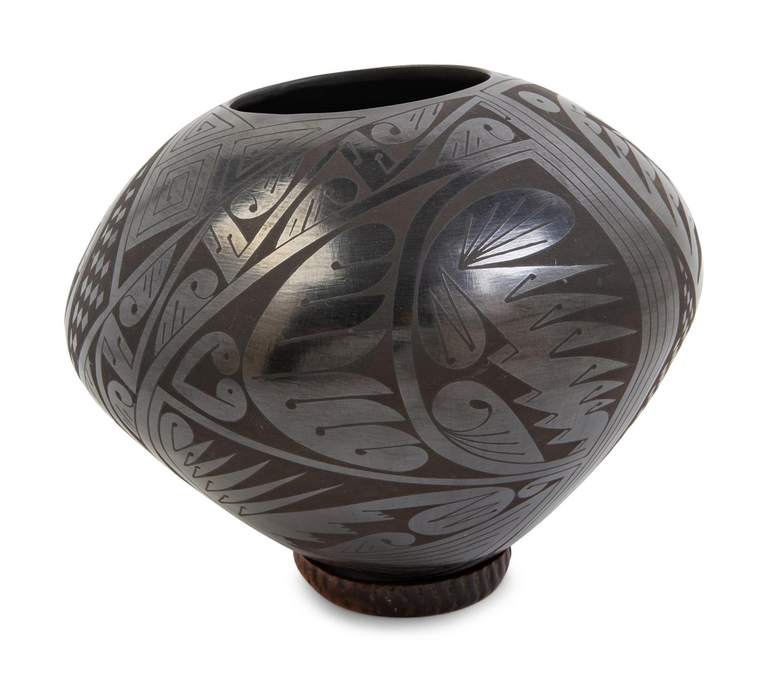 An Ortiz Black on Black Pottery Vase