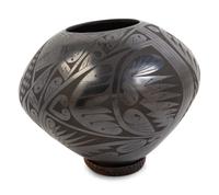 An Ortiz Black on Black Pottery Vase