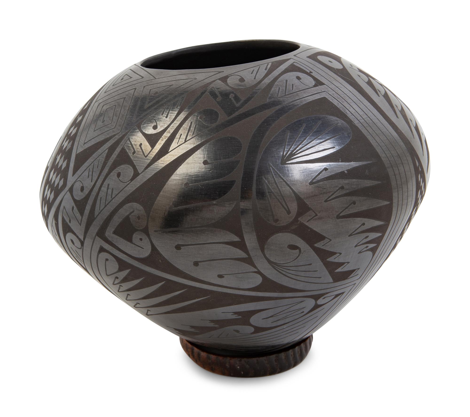 An Ortiz Black on Black Pottery Vase
