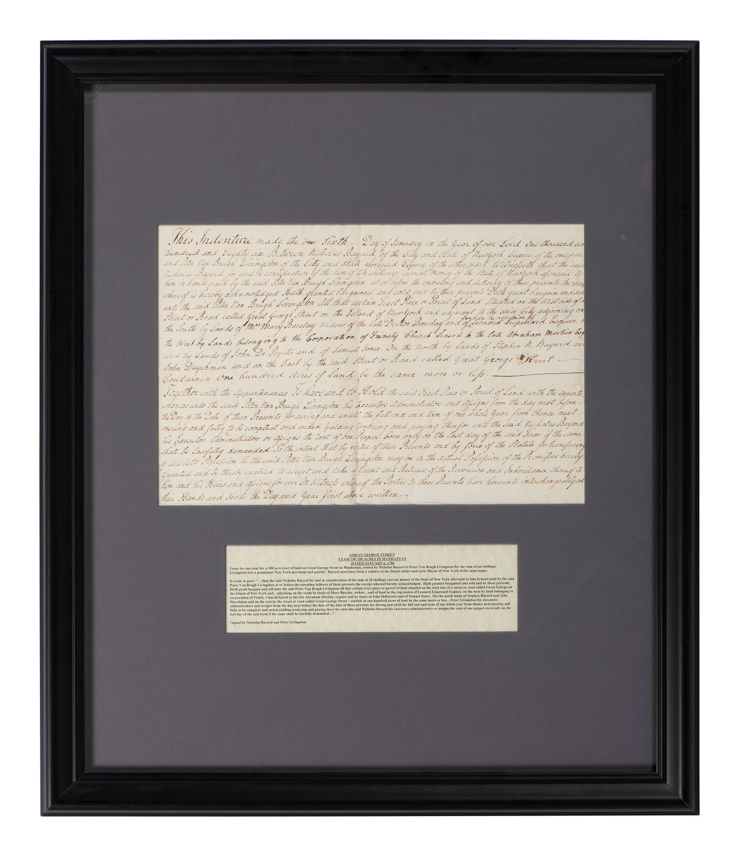 [NEW YORK] -- LIVINGSTON, Philip (1716-1778). Manuscript indentures, comprising: