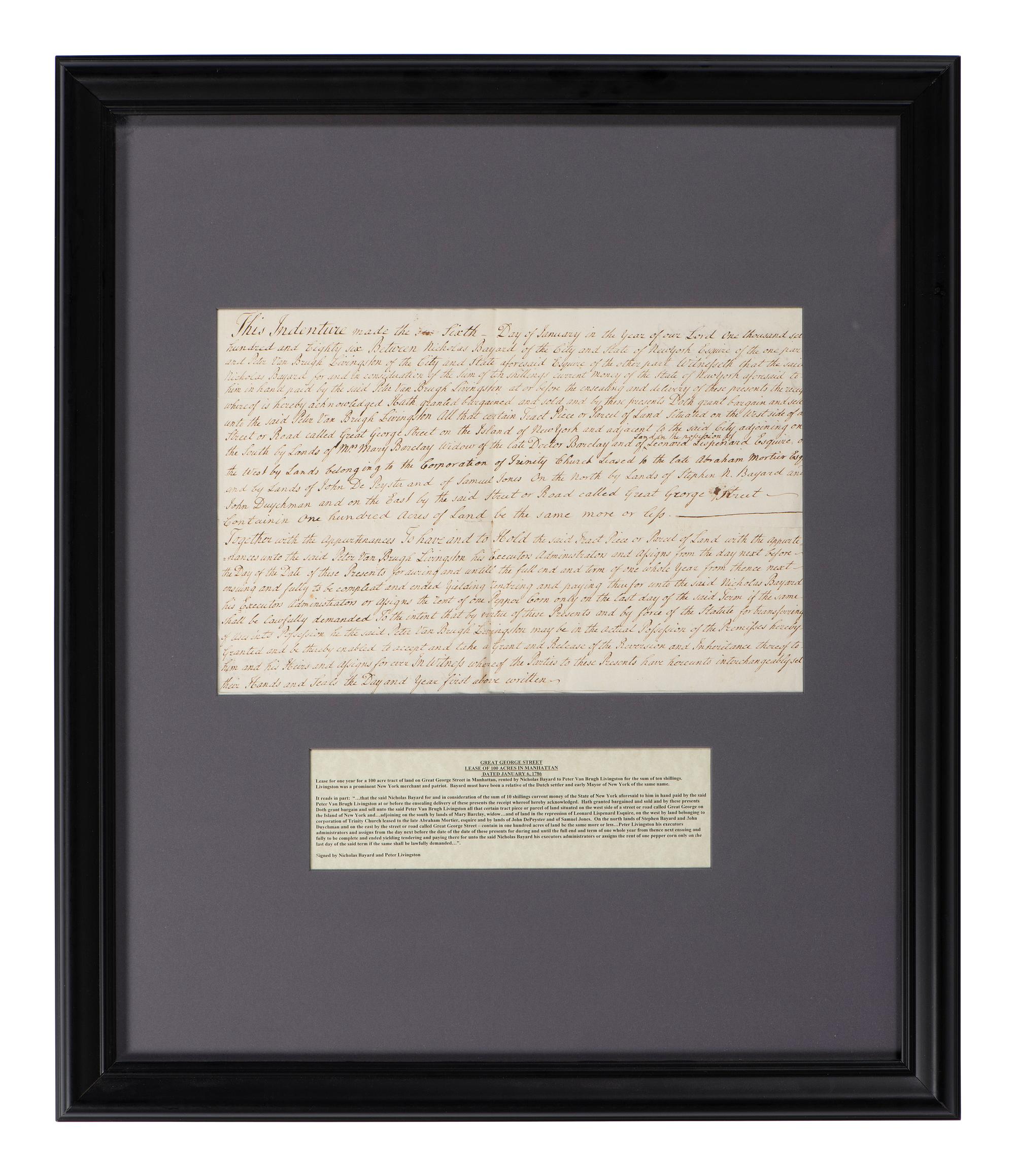 [NEW YORK] -- LIVINGSTON, Philip (1716-1778). Manuscript indentures, comprising: