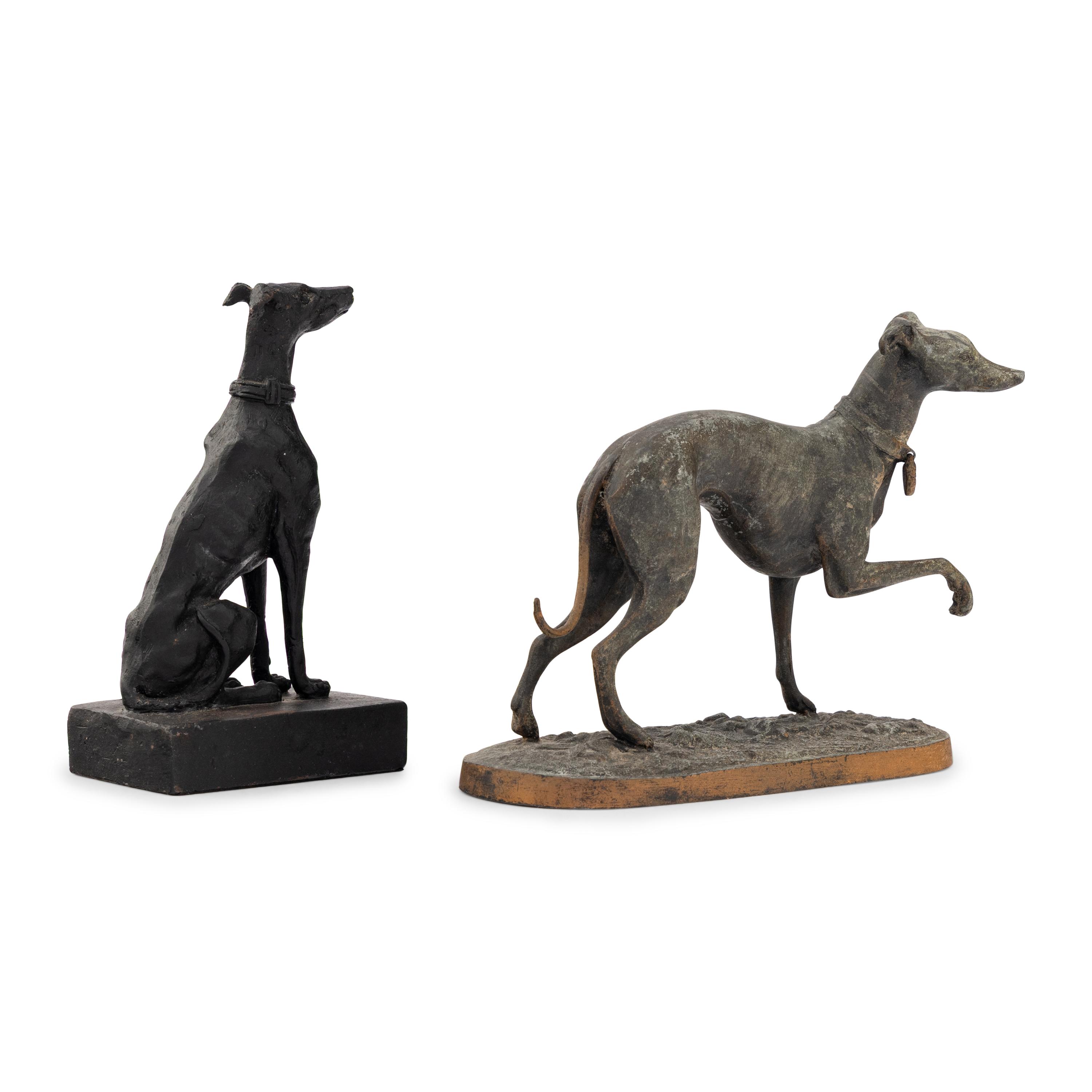 Two Patinated Metal Models of Italian Greyhounds