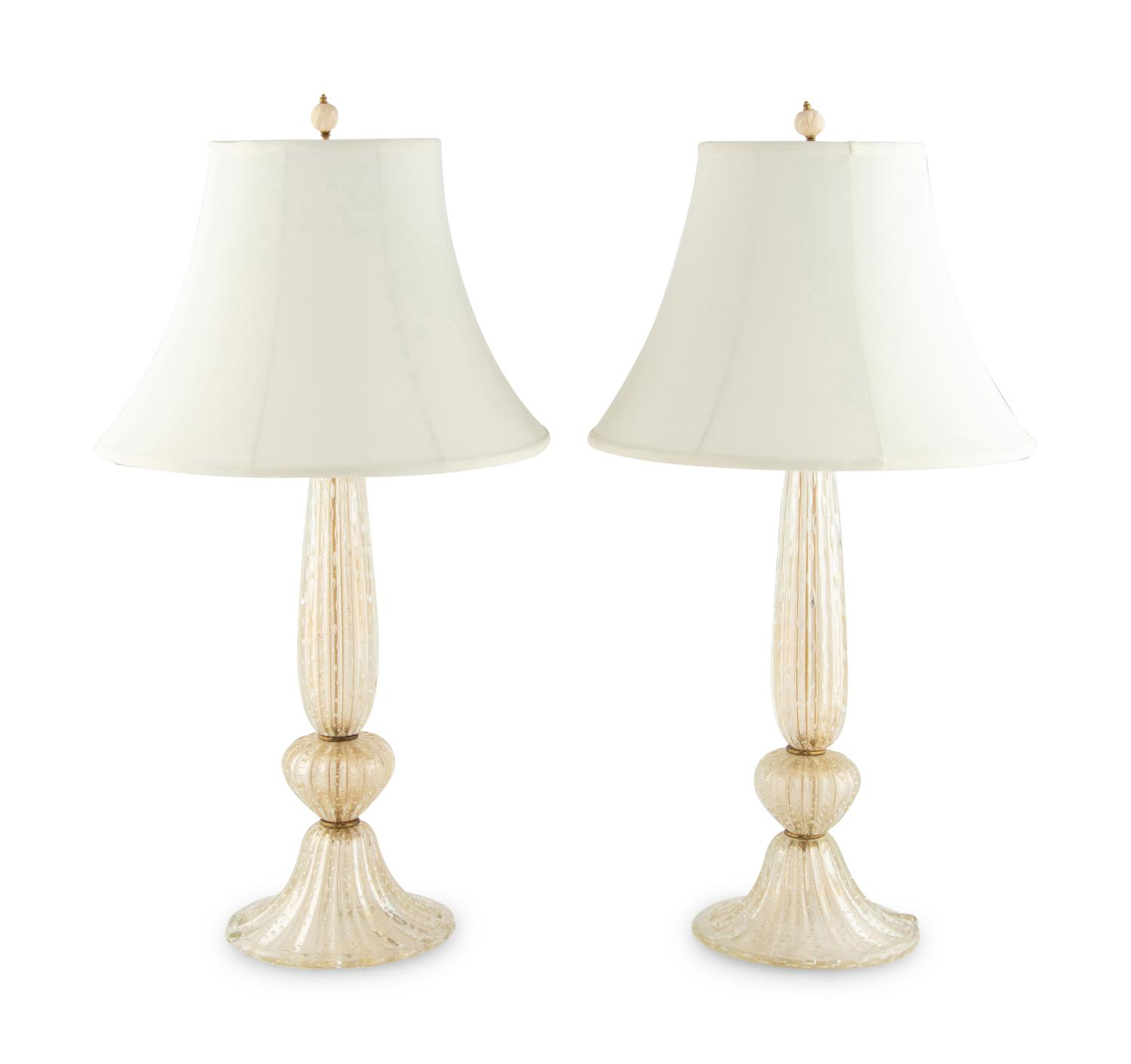 A Pair of Murano Glass Lamps