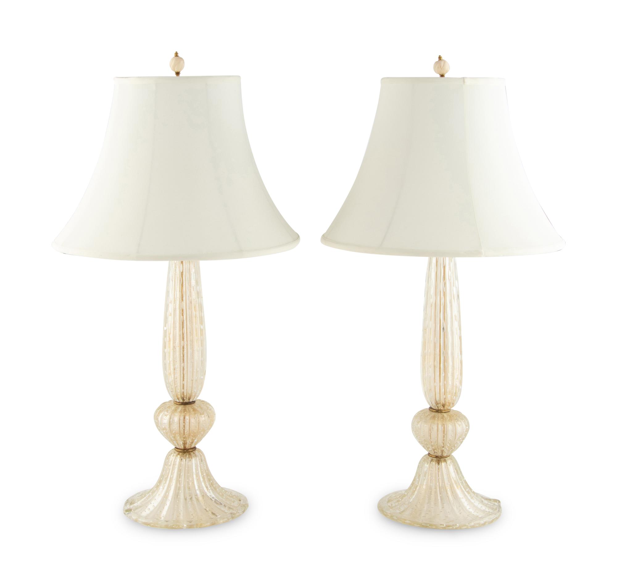 A Pair of Murano Glass Lamps