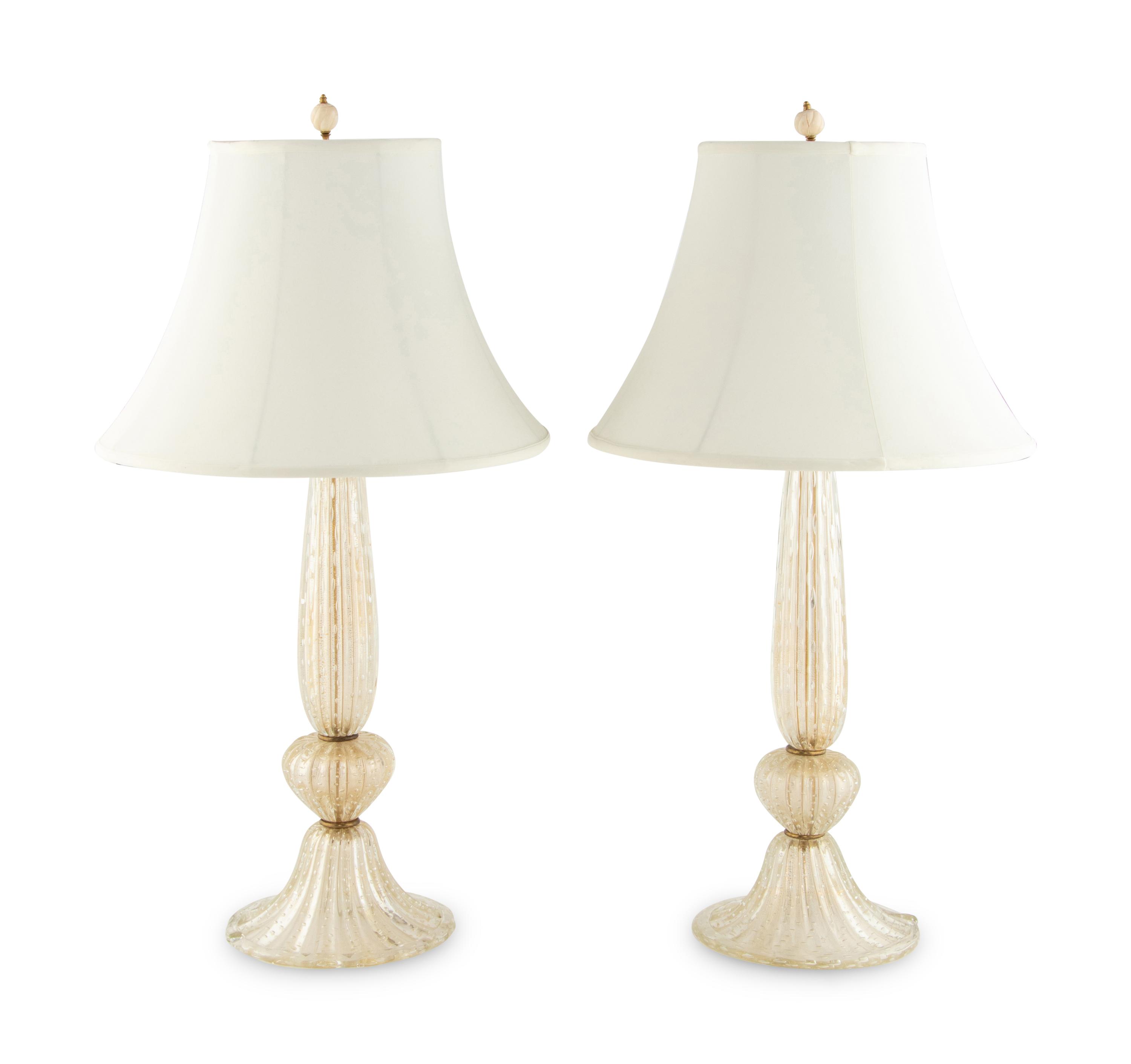 A Pair of Murano Glass Lamps