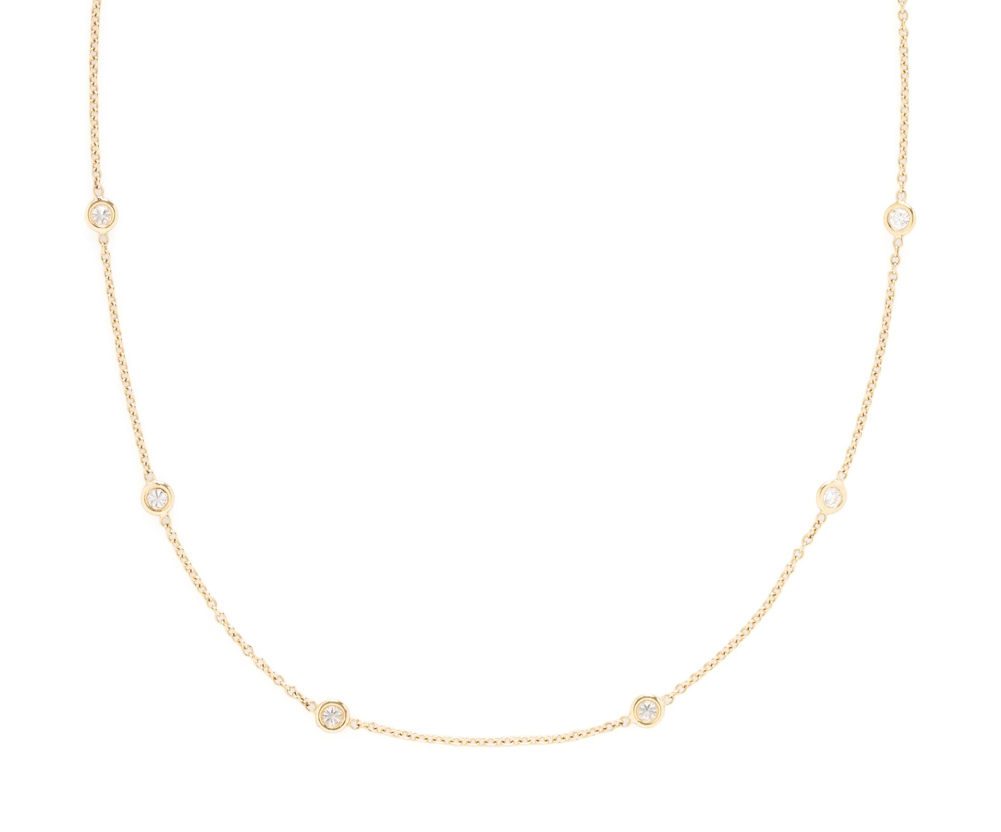 YELLOW GOLD AND DIAMOND STATION NECKLACE