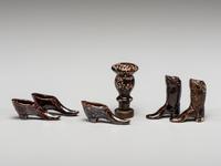 Five Rockingham Glazed Miniature Boots and Shoes