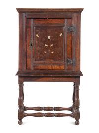 An Italian Walnut and Mother-of-Pearl Inlaid Cabinet on Stand