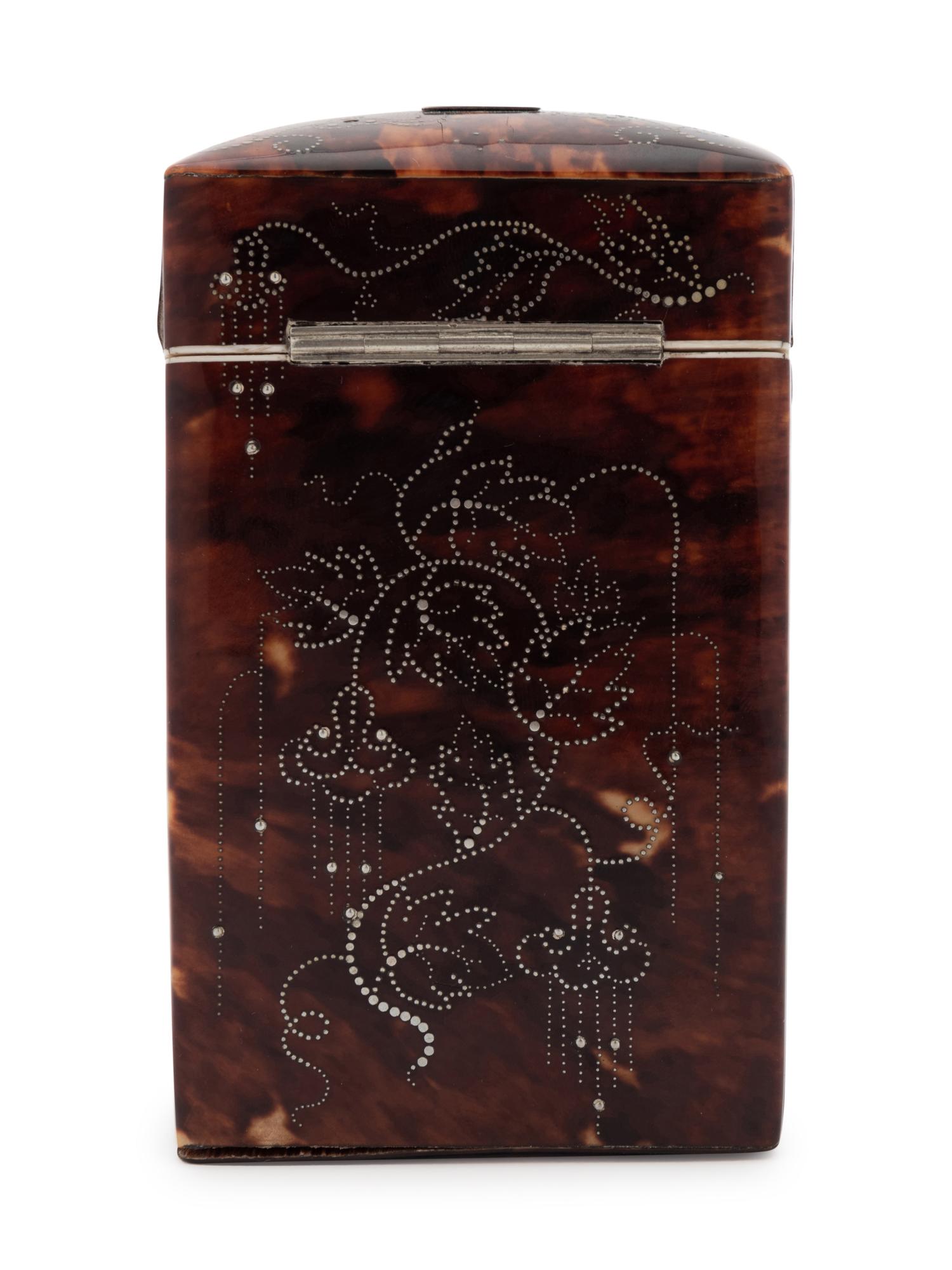 A Continental Tortoise Shell Veneered and Silver Decorated Étui