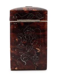A Continental Tortoise Shell Veneered and Silver Decorated Étui
