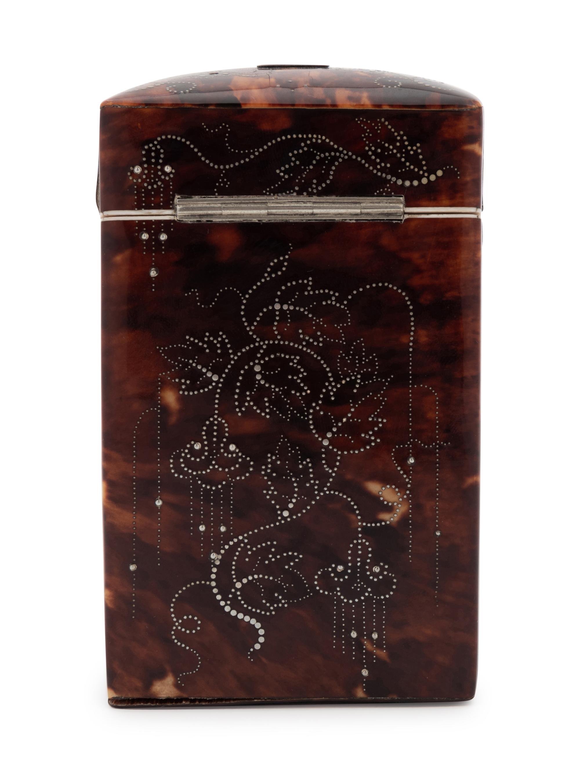 A Continental Tortoise Shell Veneered and Silver Decorated Étui