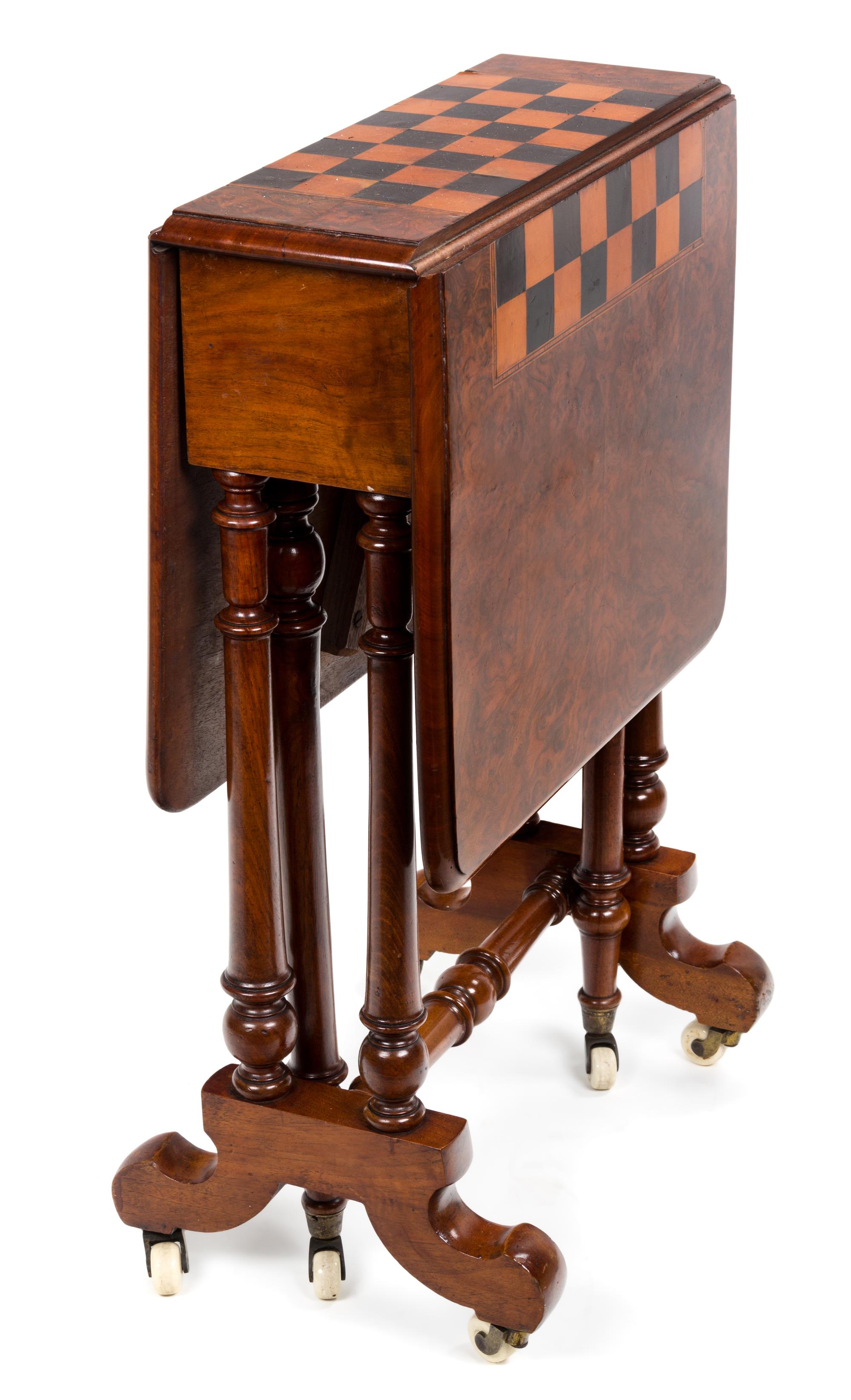 A Late Victorian Walnut Games Table Height 27 1/2 x width 34 1/4 x depth 18 inches. — LATE 19TH CENTURY